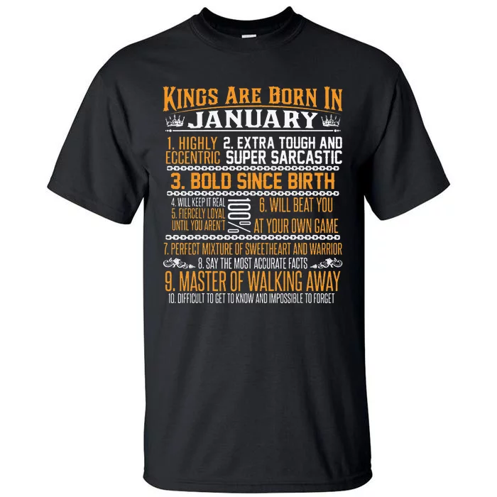 Kings Are Born In January January Birthday Tall T-Shirt