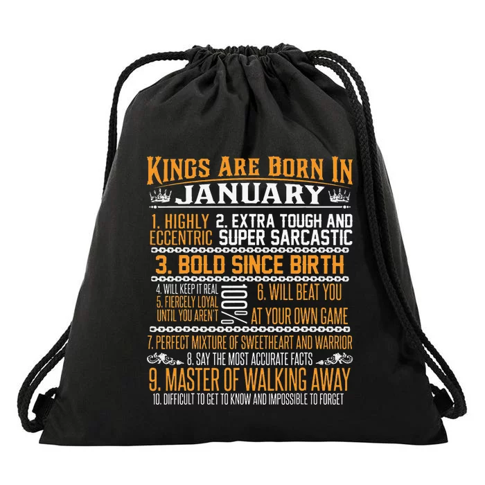 Kings Are Born In January January Birthday Drawstring Bag