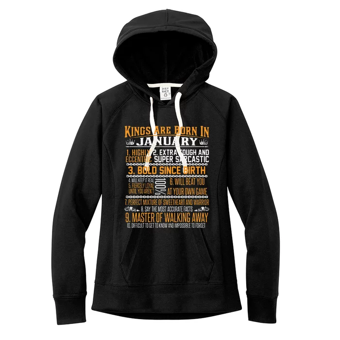 Kings Are Born In January January Birthday Women's Fleece Hoodie