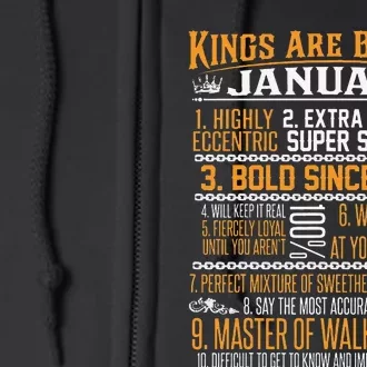 Kings Are Born In January January Birthday Full Zip Hoodie