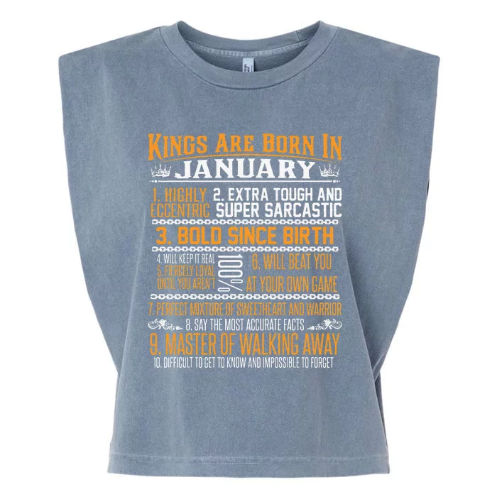 Kings Are Born In January January Birthday Garment-Dyed Women's Muscle Tee