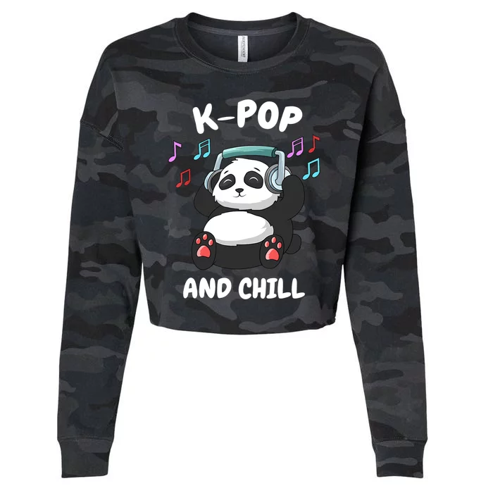 KPop And Chill Korean Panda Korea Music KDrama Cropped Pullover Crew