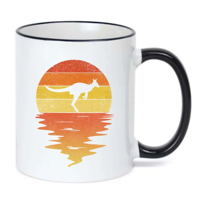 Kangaroo Animals Cool Gift Retro Sunset 70s Vintage Kangaroo Meaningful Gift Black Color Changing Mug