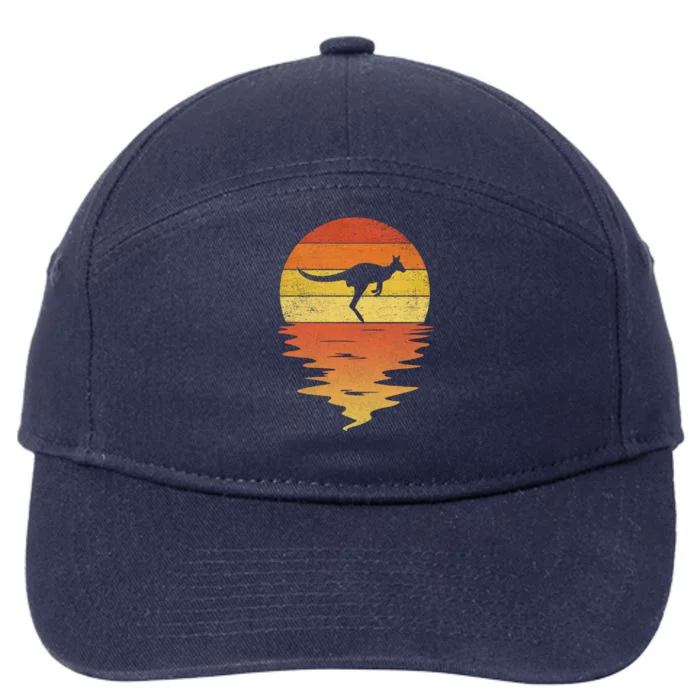 Kangaroo Animals Cool Gift Retro Sunset 70s Vintage Kangaroo Meaningful Gift 7-Panel Snapback Hat