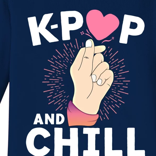 Kgiftpop And Chill Finger Heart Korean Kpop Merchandise Meaningful Gift Baby Long Sleeve Bodysuit