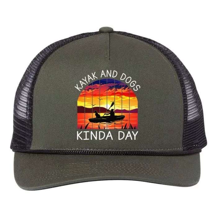 Kayak And Dog Kinda Day Kayak Funny In Lake Retro Rope Trucker Hat Cap