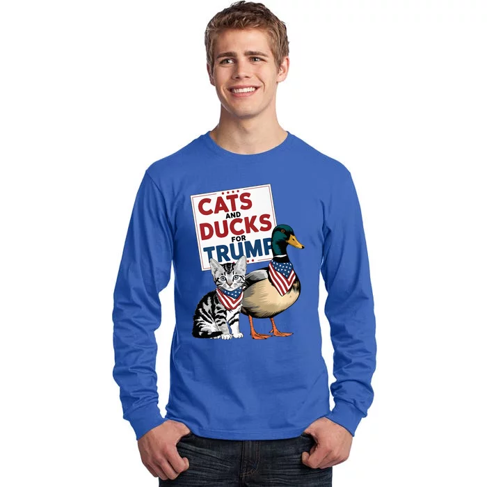 Kittens And Ducks For Trump Cats And Ducks For Trump 2024 Tall Long Sleeve T-Shirt