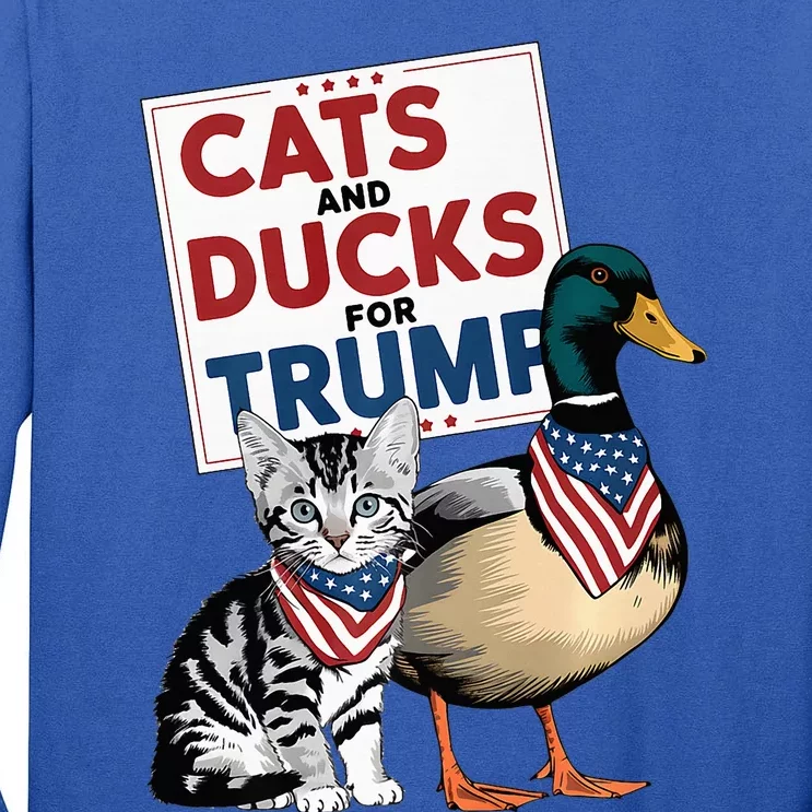 Kittens And Ducks For Trump Cats And Ducks For Trump 2024 Tall Long Sleeve T-Shirt