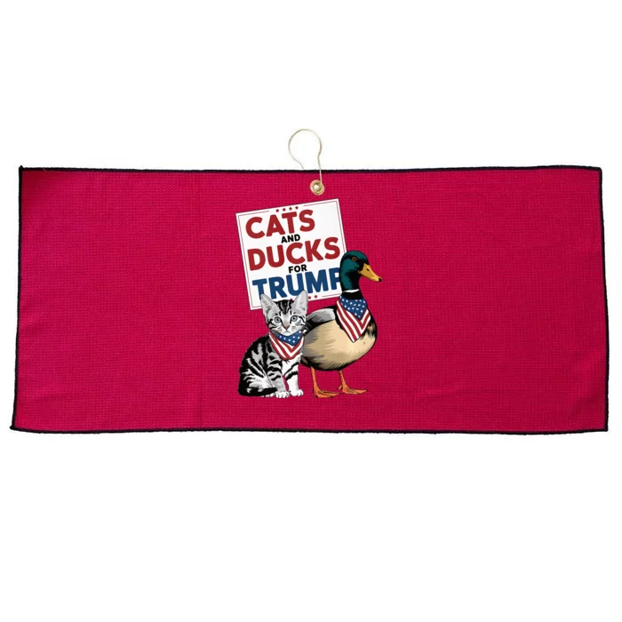 Kittens And Ducks For Trump Cats And Ducks For Trump 2024 Large Microfiber Waffle Golf Towel