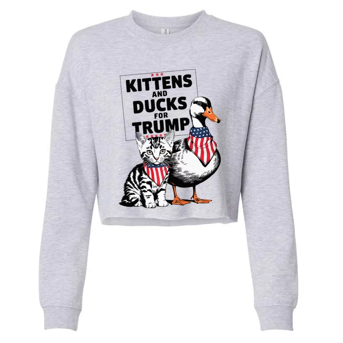 Kittens And Ducks For Trump Kittens For Trump Cats Cropped Pullover Crew