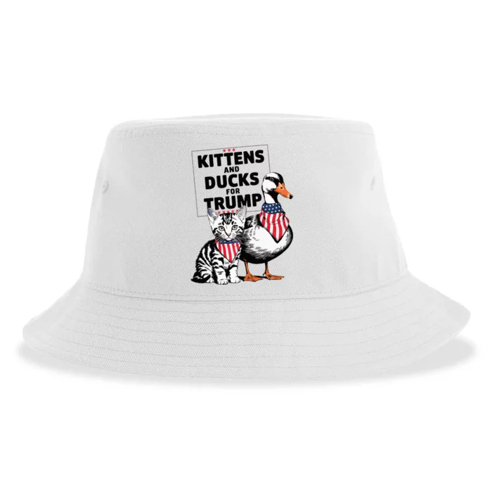 Kittens And Ducks For Trump Kittens For Trump Cats Sustainable Bucket Hat