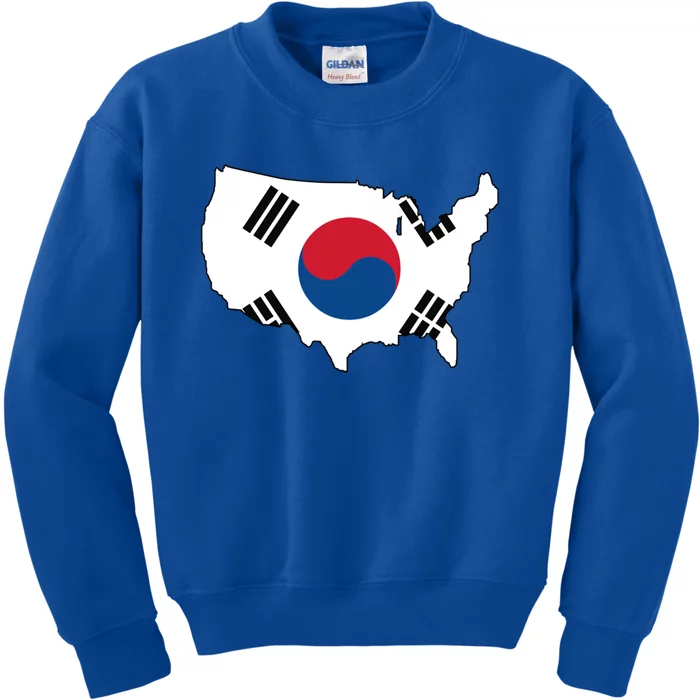 Korean American Day Cool Korea Usa Flag Map American Pride Gift Kids Sweatshirt