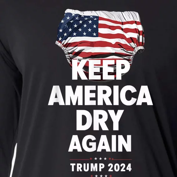 Keep America Dry Again Trump 2024 Funny Saying Cooling Performance Long Sleeve Crew