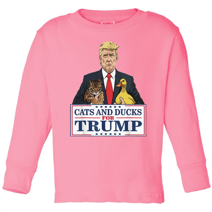 Kittens And Ducks For Trump Toddler Long Sleeve Shirt