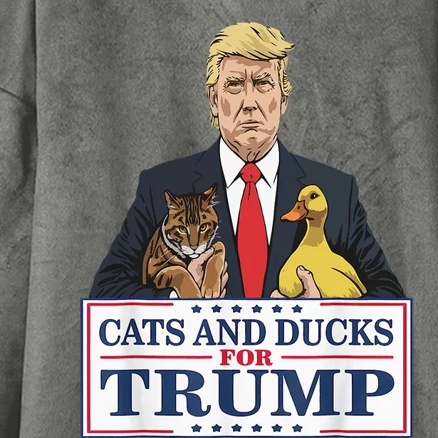 Kittens And Ducks For Trump Hooded Wearable Blanket