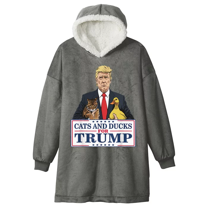 Kittens And Ducks For Trump Hooded Wearable Blanket