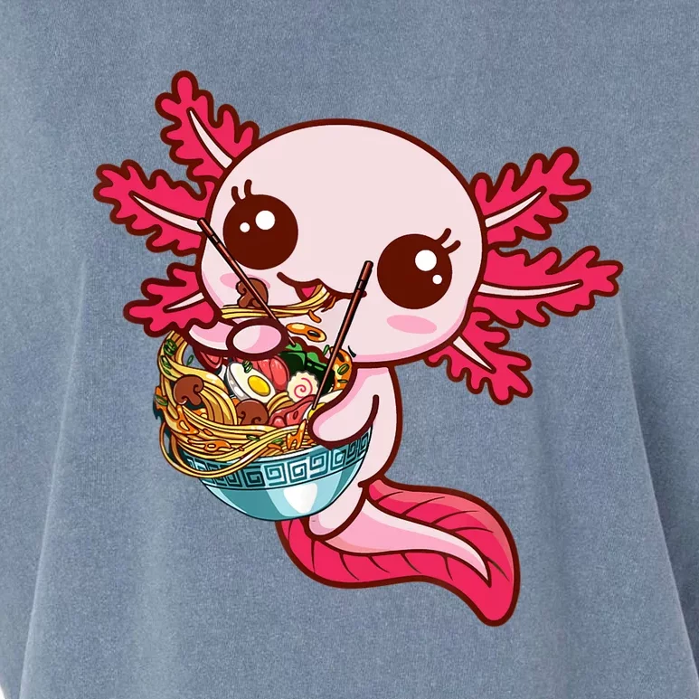 Kawaii Axolotl Eat Ra Japanese Anime Noodles Girls Garment-Dyed Women's Muscle Tee