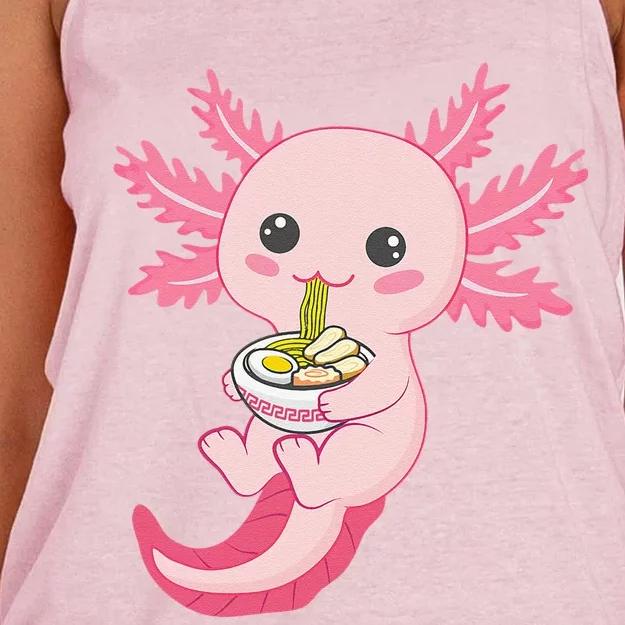 Kawaii Axolotl Eating Ramen Noodles Anime Women's Knotted Racerback Tank