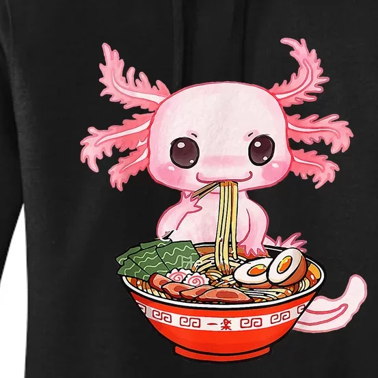 Kawaii Axolotl Eating Ramen Noodles Anime Gift Teens Women's Pullover Hoodie