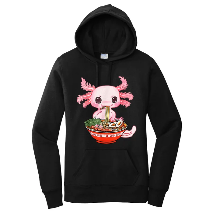 Kawaii Axolotl Eating Ramen Noodles Anime Gift Teens Women's Pullover Hoodie