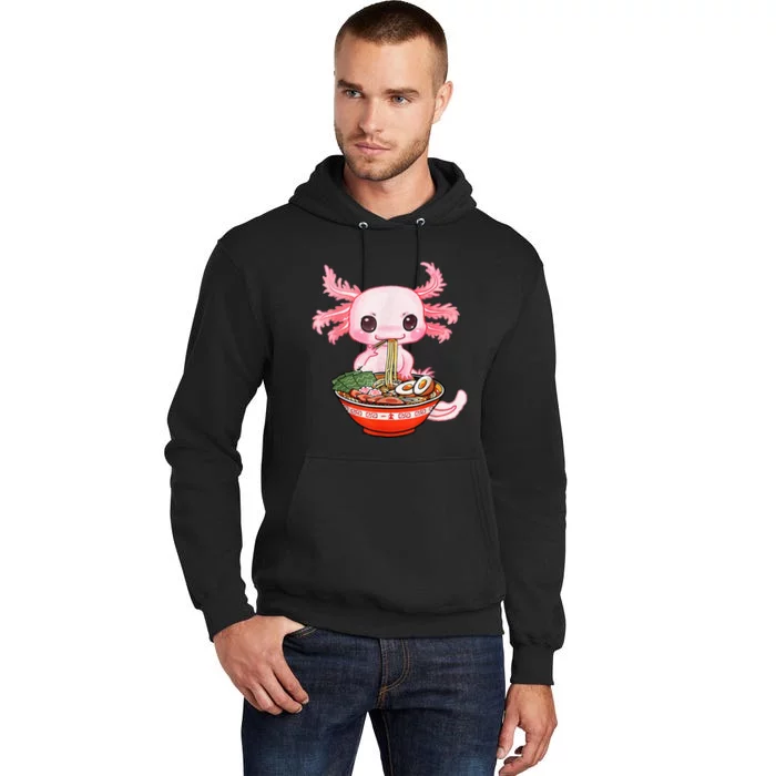 Kawaii Axolotl Eating Ramen Noodles Anime Gift Teens Tall Hoodie