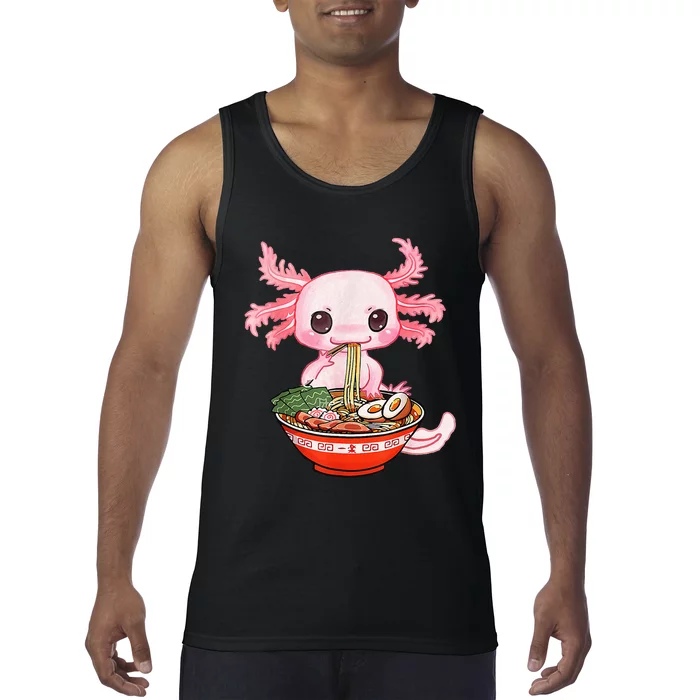 Kawaii Axolotl Eating Ramen Noodles Anime Gift Teens Tank Top