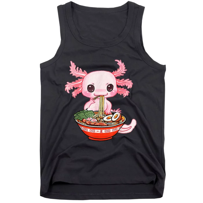 Kawaii Axolotl Eating Ramen Noodles Anime Gift Teens Tank Top