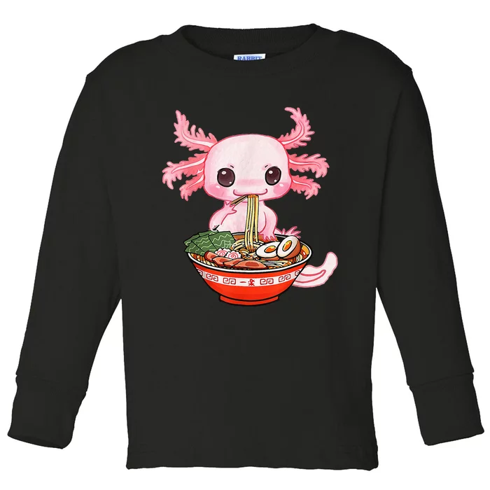 Kawaii Axolotl Eating Ramen Noodles Anime Gift Teens Toddler Long Sleeve Shirt