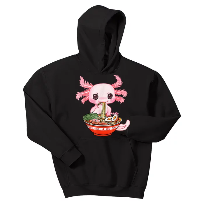 Kawaii Axolotl Eating Ramen Noodles Anime Gift Teens Kids Hoodie