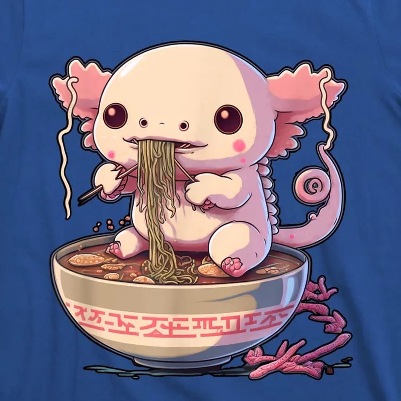 Kawaii Axolotl Eating Ramen Noodles Anime Gift T-Shirt