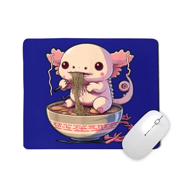 Kawaii Axolotl Eating Ramen Noodles Anime Gift Mousepad