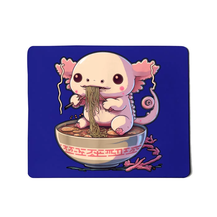 Kawaii Axolotl Eating Ramen Noodles Anime Gift Mousepad