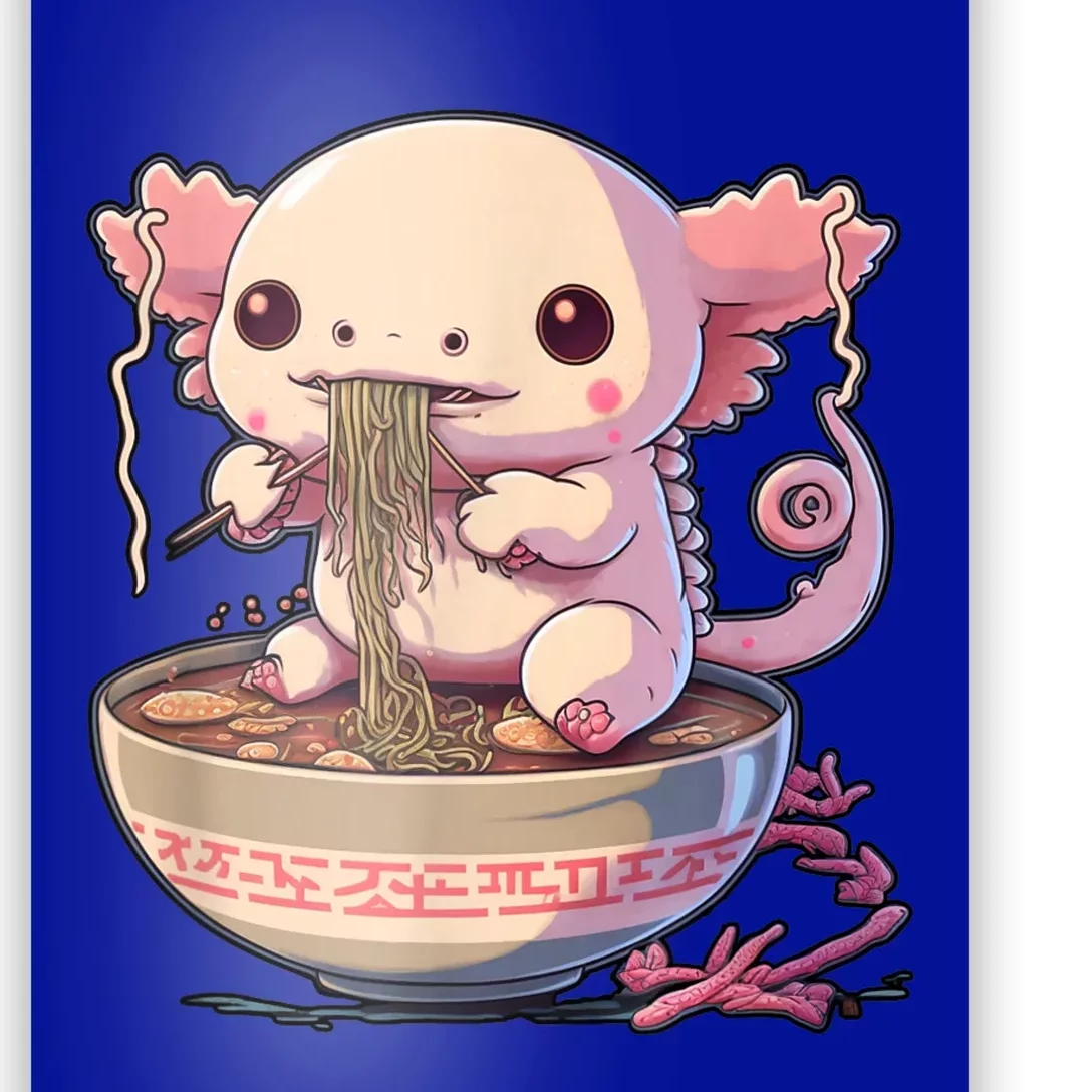 Kawaii Axolotl Eating Ramen Noodles Anime Gift Poster