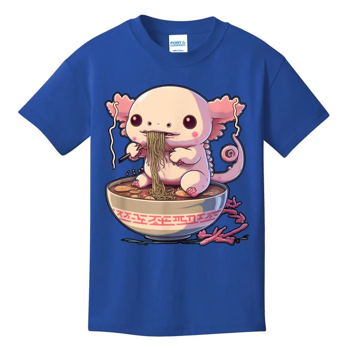 Kawaii Axolotl Eating Ramen Noodles Anime Gift Kids T-Shirt