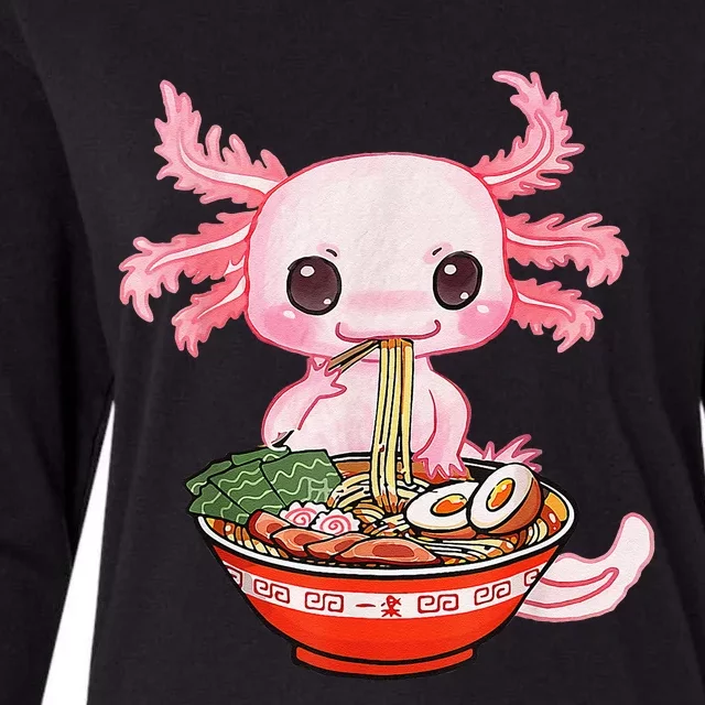 Kawaii Axolotl Eating Ra Noodles Anime Gift Womens Cotton Relaxed Long Sleeve T-Shirt