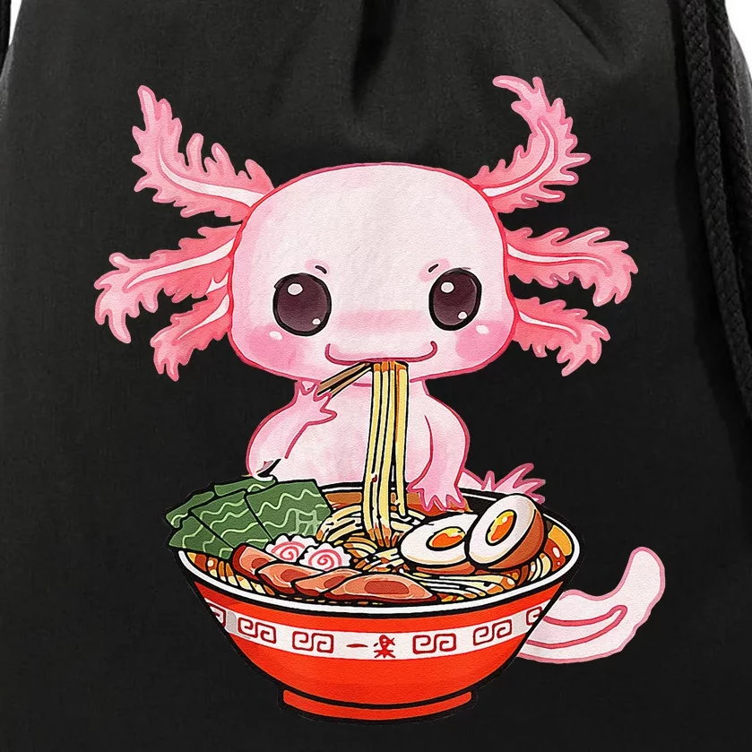 Kawaii Axolotl Eating Ra Noodles Anime Gift Drawstring Bag