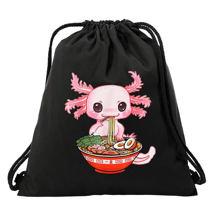 Kawaii Axolotl Eating Ra Noodles Anime Gift Drawstring Bag