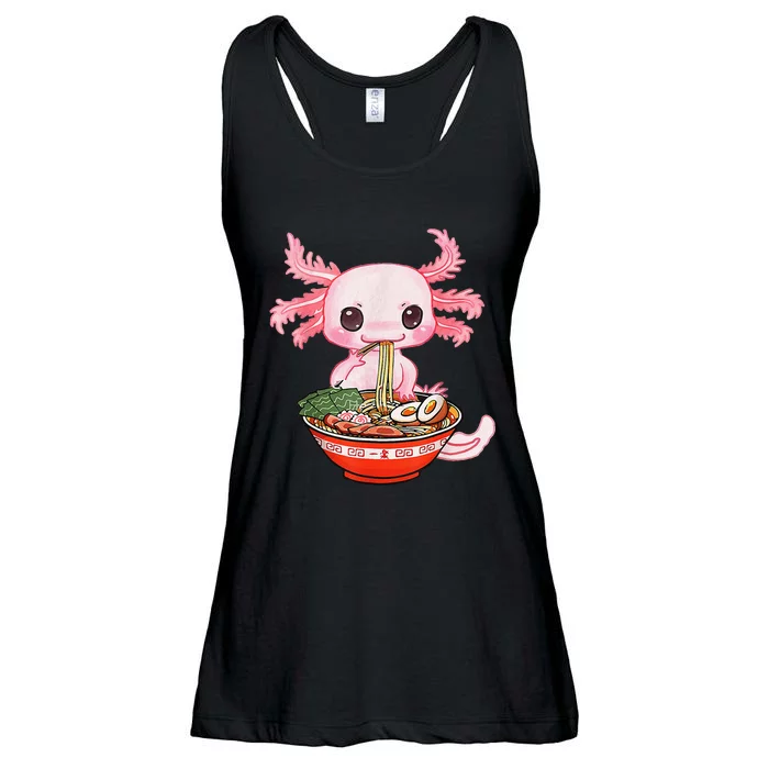 Kawaii Axolotl Eating Ra Noodles Anime Gift Ladies Essential Flowy Tank