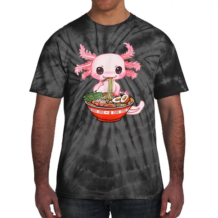 Kawaii Axolotl Eating Ra Noodles Anime Gift Tie-Dye T-Shirt