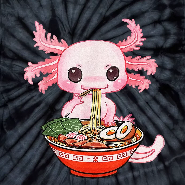 Kawaii Axolotl Eating Ra Noodles Anime Gift Tie-Dye T-Shirt