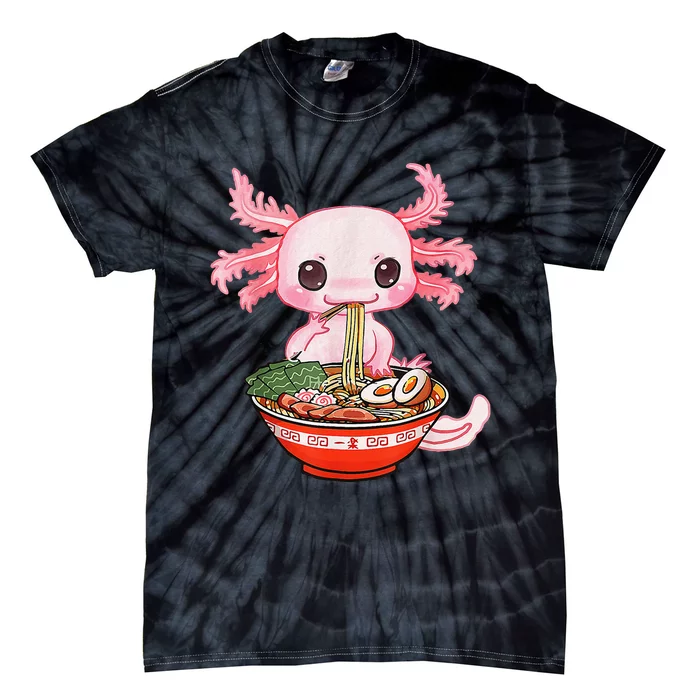 Kawaii Axolotl Eating Ra Noodles Anime Gift Tie-Dye T-Shirt