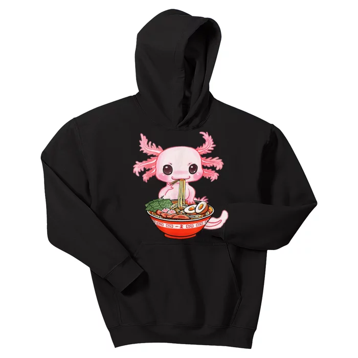 Kawaii Axolotl Eating Ra Noodles Anime Gift Kids Hoodie