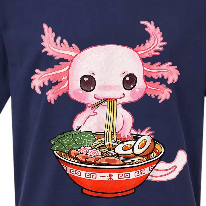 Kawaii Axolotl Eating Ra Noodles Anime Gift Sueded Cloud Jersey T-Shirt