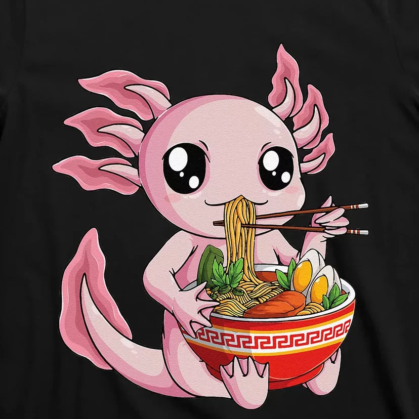 Kawaii Axolotl Eating Ra Noodles Anime T-Shirt