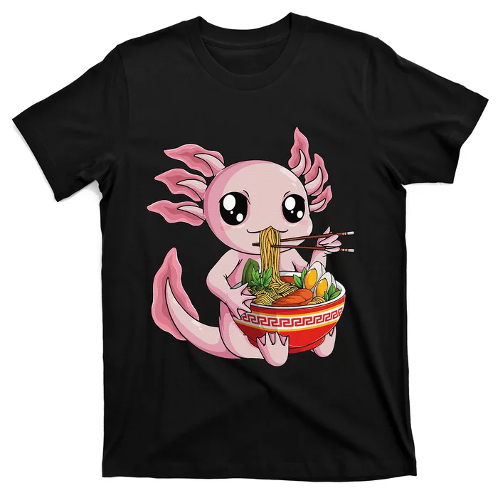 Kawaii Axolotl Eating Ra Noodles Anime T-Shirt