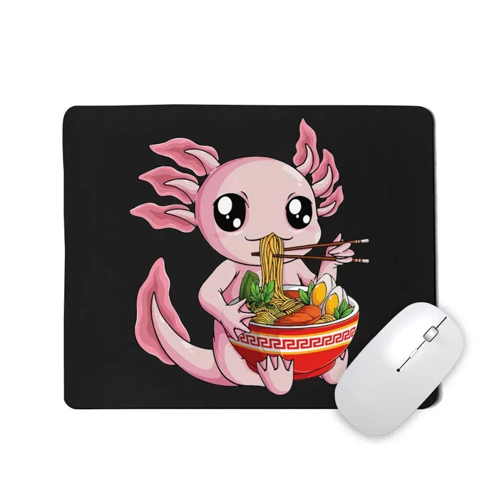 Kawaii Axolotl Eating Ra Noodles Anime Mousepad