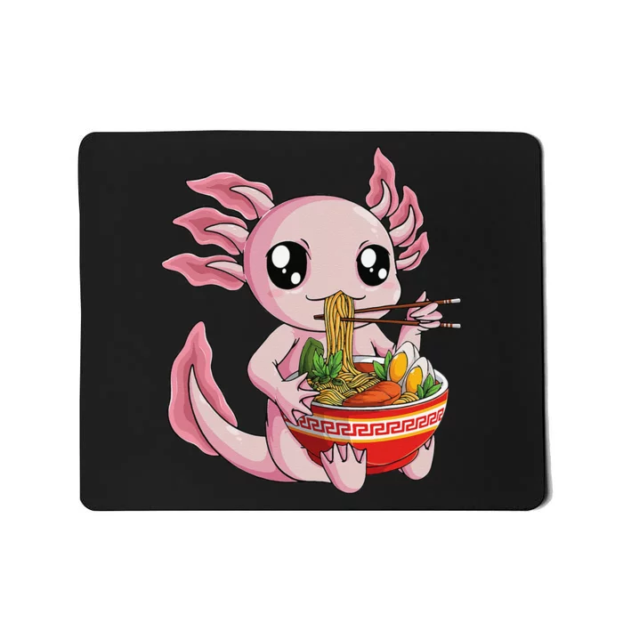 Kawaii Axolotl Eating Ra Noodles Anime Mousepad