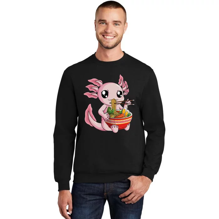 Kawaii Axolotl Eating Ra Noodles Anime Tall Sweatshirt