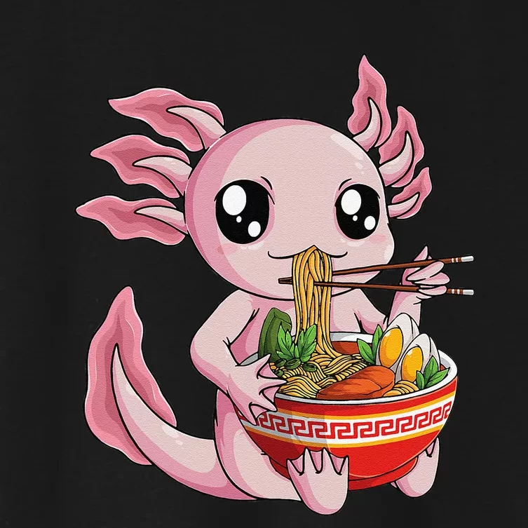 Kawaii Axolotl Eating Ra Noodles Anime Women's Crop Top Tee