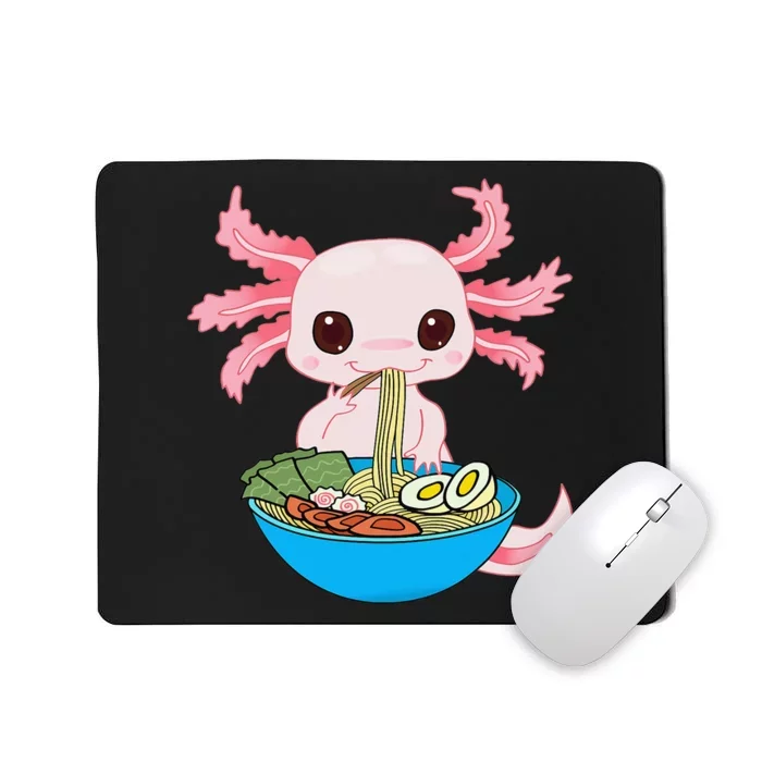 Kawaii Axolotl Eating Ra Noodles Anime Mousepad